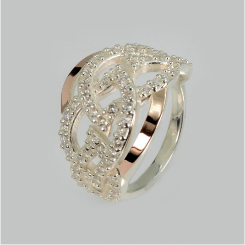 Серебряное кольцо с накладками из золота