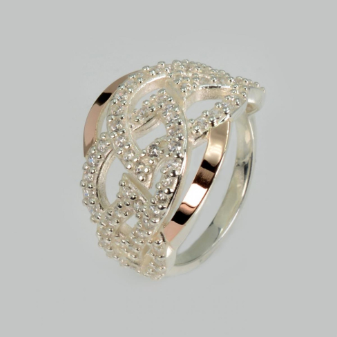 Серебряное кольцо с накладками из золота