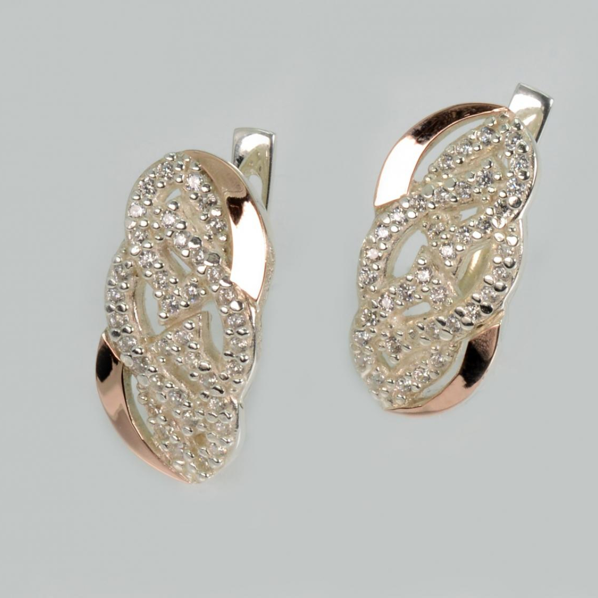 Серебряные серьги с напайками из золота (069с)