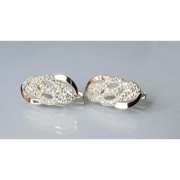 Серебряные серьги с напайками из золота (069с)