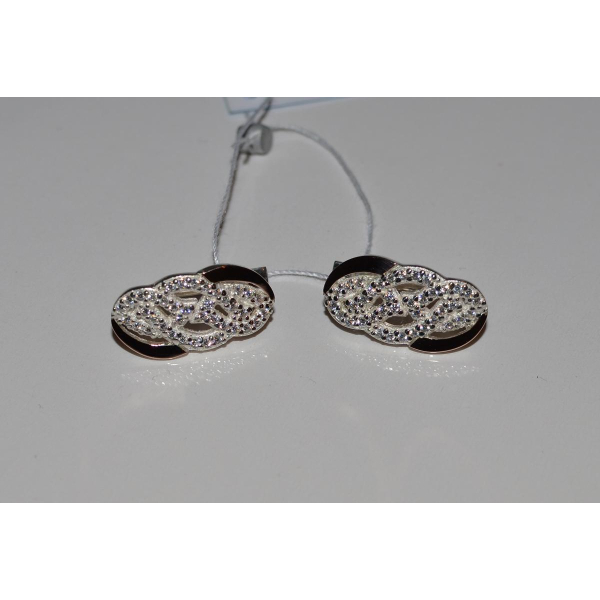 Серебряные серьги с напайками из золота (069с)