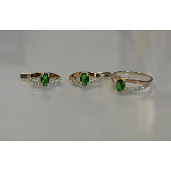 Серебряный гарнитур с накладками из золота (070)