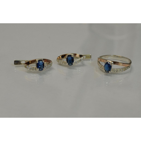 Серебряный гарнитур с накладками из золота (070)