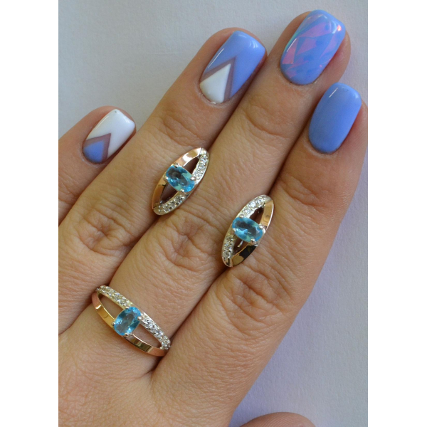 Серебряный гарнитур с накладками из золота (070)