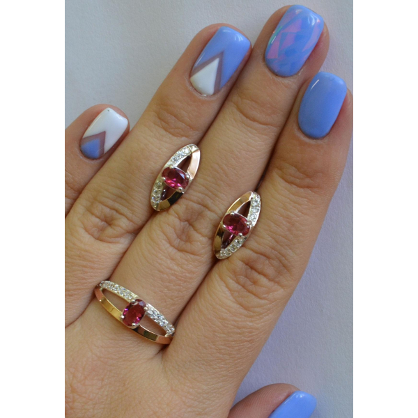 Серебряный гарнитур с накладками из золота (070)