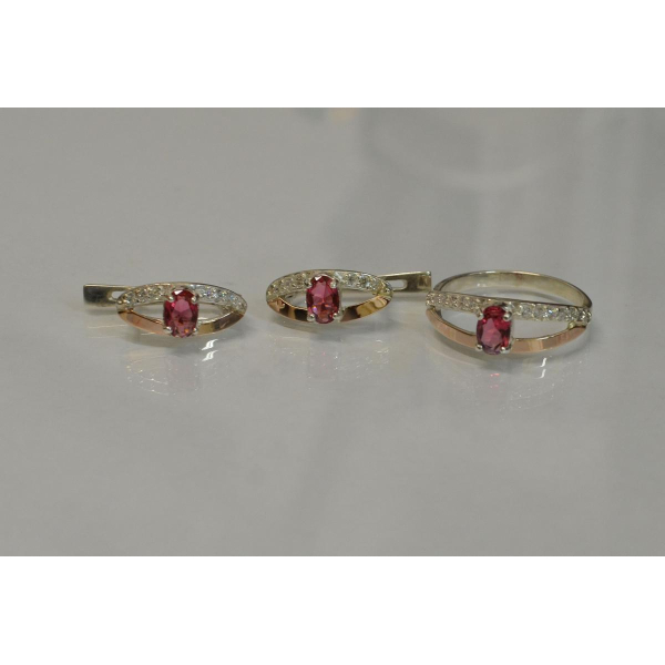 Серебряный гарнитур с накладками из золота (070)