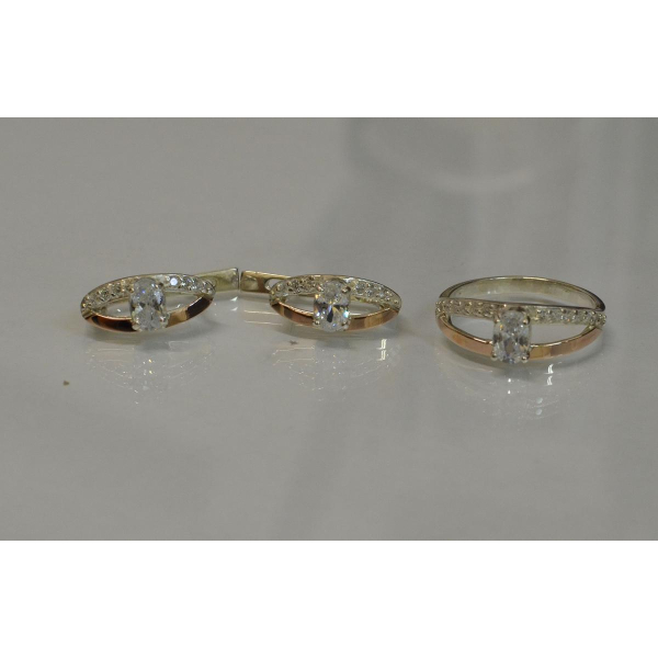 Серебряный гарнитур с накладками из золота (070)