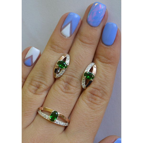 Серебряный гарнитур с накладками из золота (070)