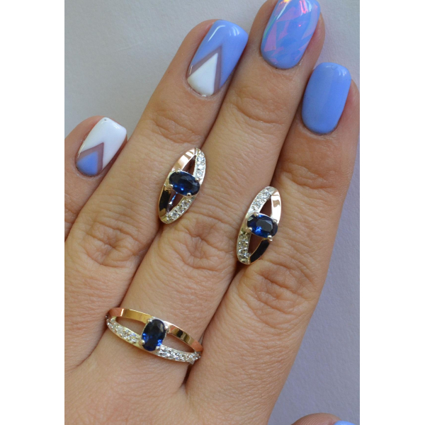 Серебряный гарнитур с накладками из золота (070)