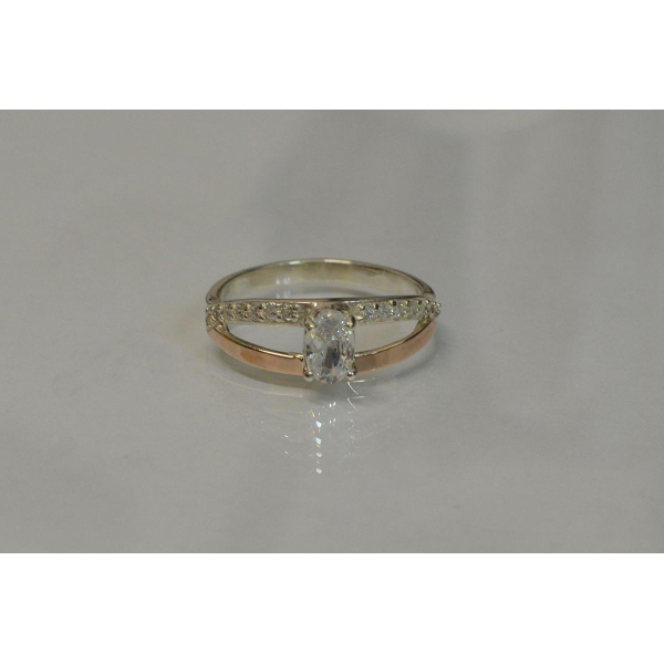 Срібна каблучка  зі вставками з золота (070к)