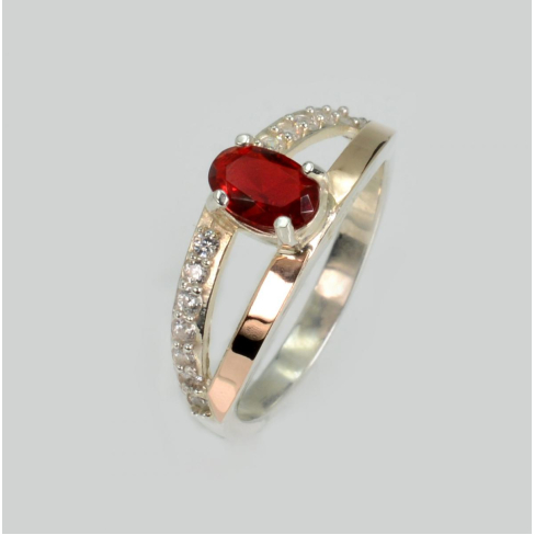 Серебряное кольцо со вставками из золота