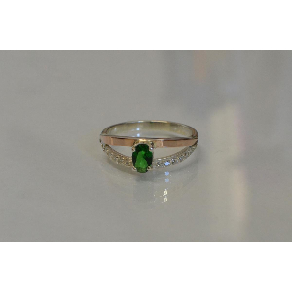 Срібна каблучка  зі вставками з золота (070к)