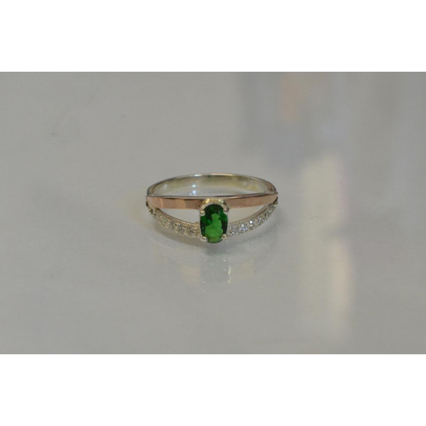 Срібна каблучка  зі вставками з золота (070к)