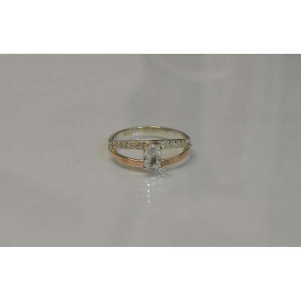 Срібна каблучка  зі вставками з золота (070к)