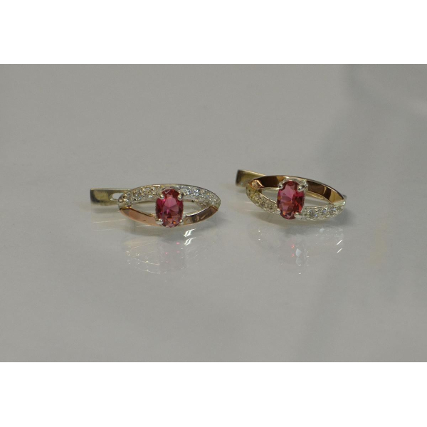 Серебряные серьги с золотыми вставками (070с)