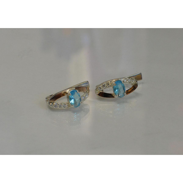 Серебряные серьги с золотыми вставками (070с)