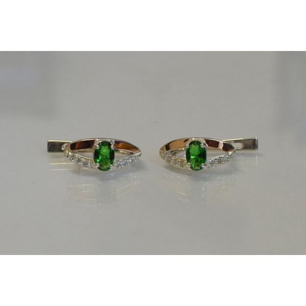 Серебряные серьги с золотыми вставками (070с)