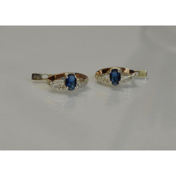 Серебряные серьги с золотыми вставками (070с)