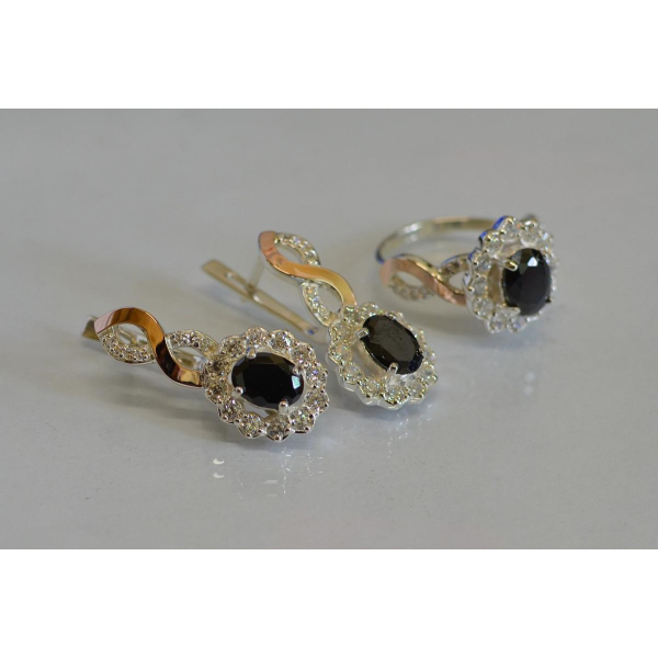 Серебряный комплект с золотыми накладками (071)