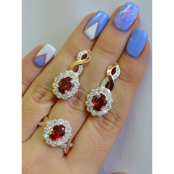 Серебряный комплект с золотыми накладками (071)