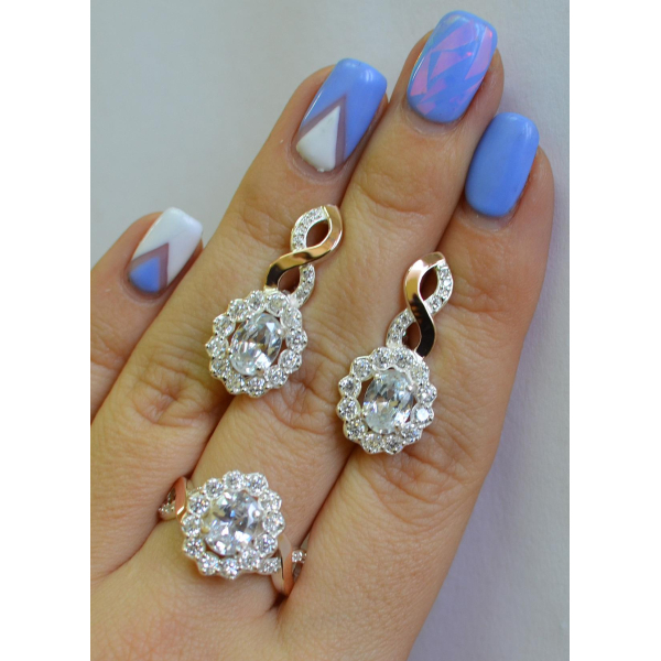 Серебряный комплект с золотыми накладками (071)