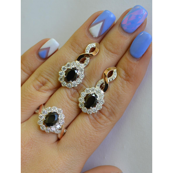 Серебряный комплект с золотыми накладками (071)