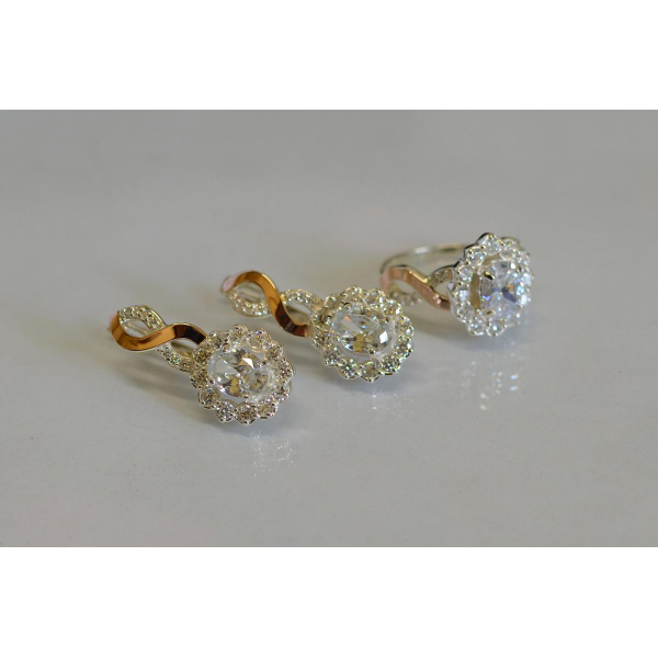 Серебряный комплект с золотыми накладками (071)