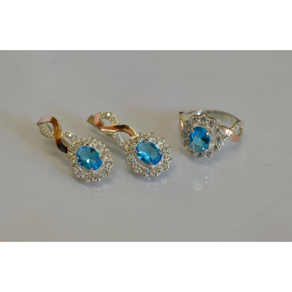 Серебряный комплект с золотыми накладками (071)