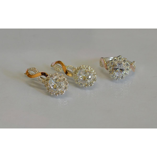 Серебряный комплект с золотыми накладками (071)