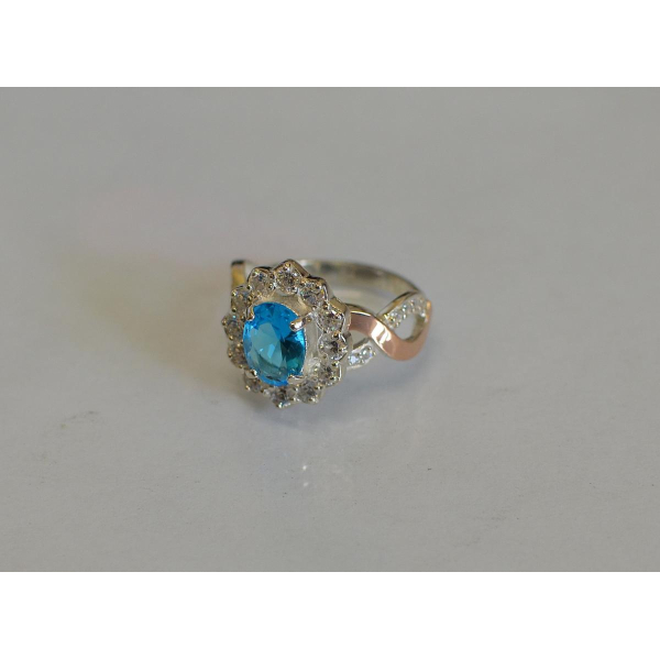 Срібна каблучка з золотими вставками (071к)