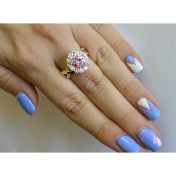 Срібна каблучка з золотими вставками (071к)