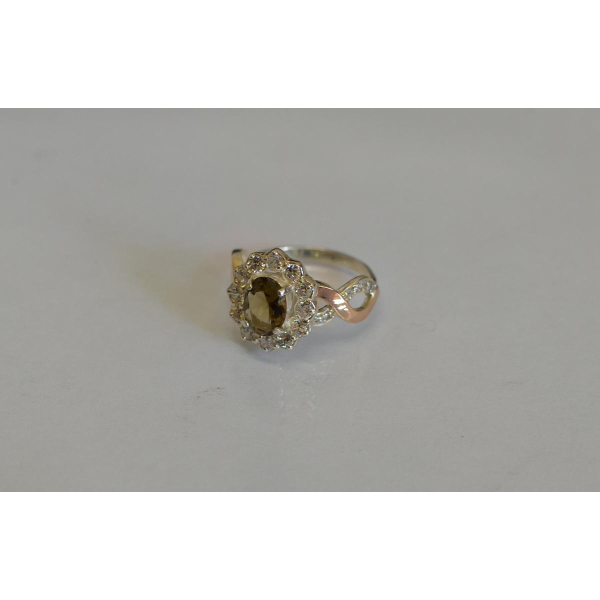 Срібна каблучка з золотими вставками (071к)