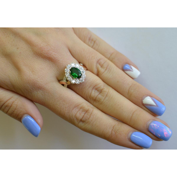 Срібна каблучка з золотими вставками (071к)