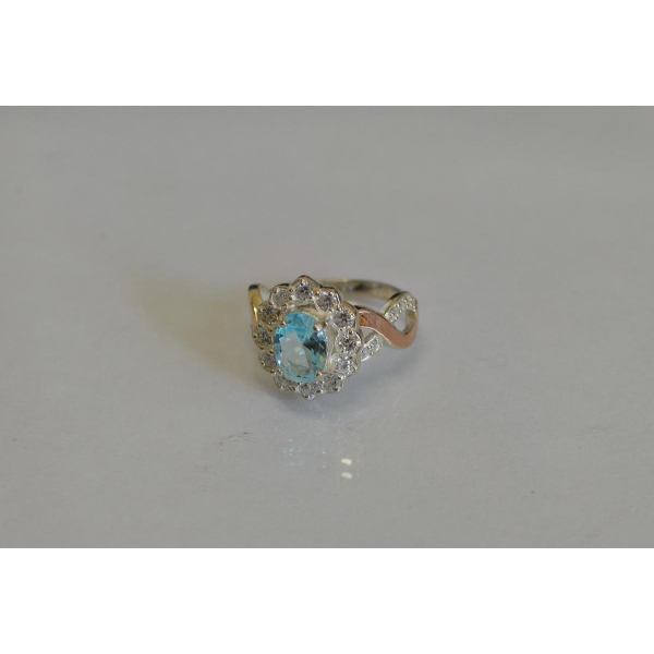 Срібна каблучка з золотими вставками (071к)