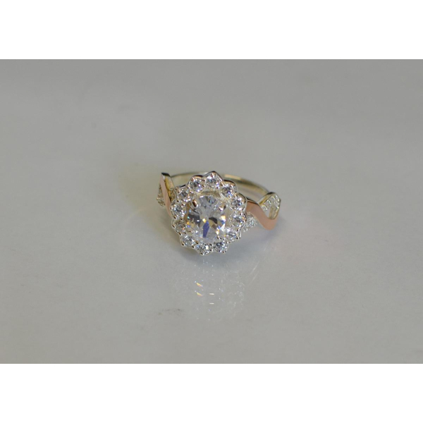 Срібна каблучка з золотими вставками (071к)