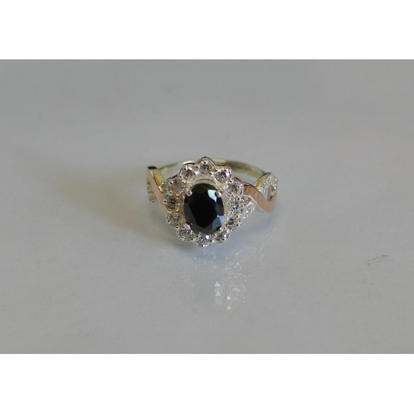 Срібна каблучка з золотими вставками (071к)