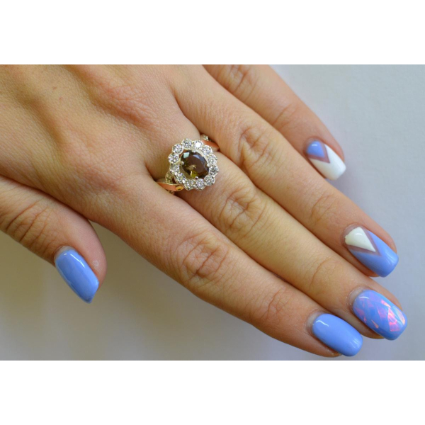 Срібна каблучка з золотими вставками (071к)