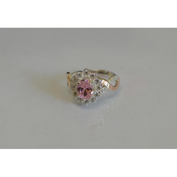 Срібна каблучка з золотими вставками (071к)