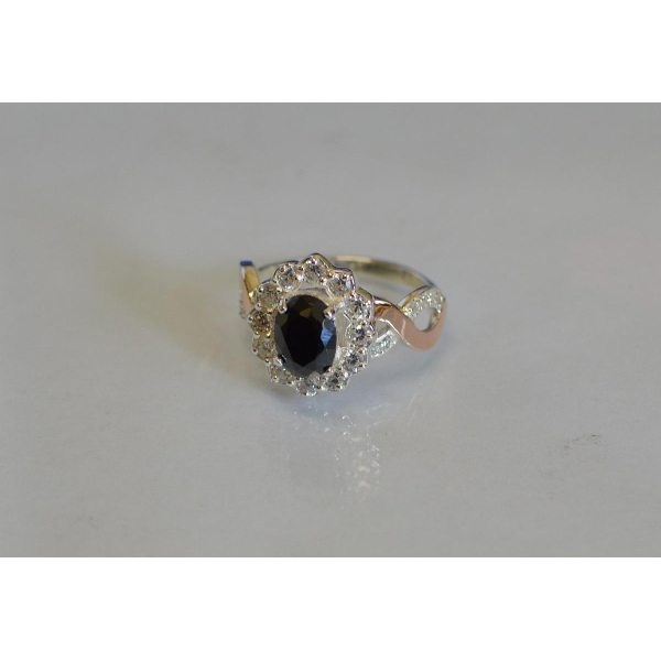 Срібна каблучка з золотими вставками (071к)