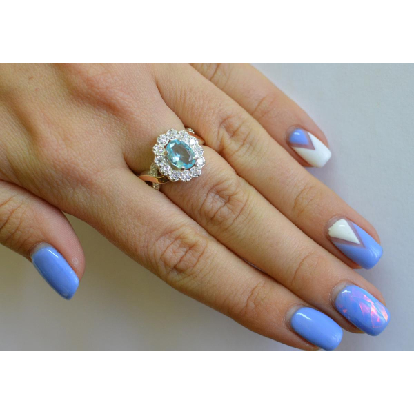 Срібна каблучка з золотими вставками (071к)