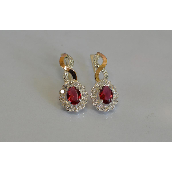 Серебряные серьги с золотыми напайками (071с)