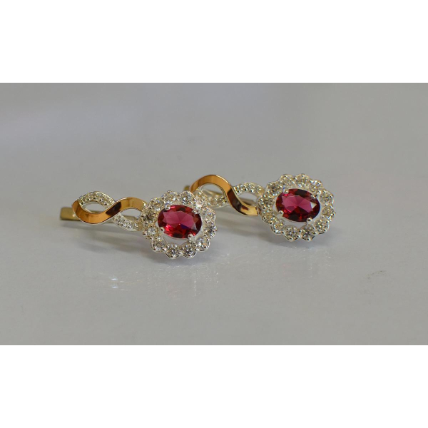 Серебряные серьги с золотыми напайками (071с)