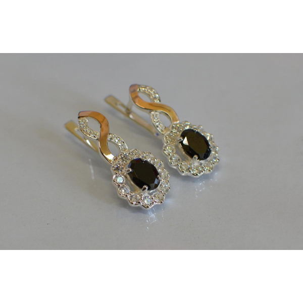 Серебряные серьги с золотыми напайками (071с)