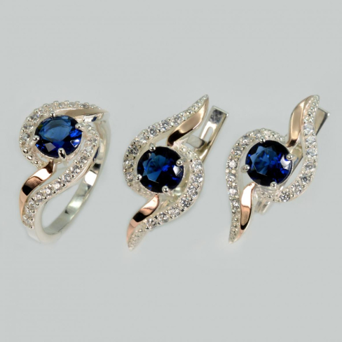 Серебряный набор с золотыми пластинами