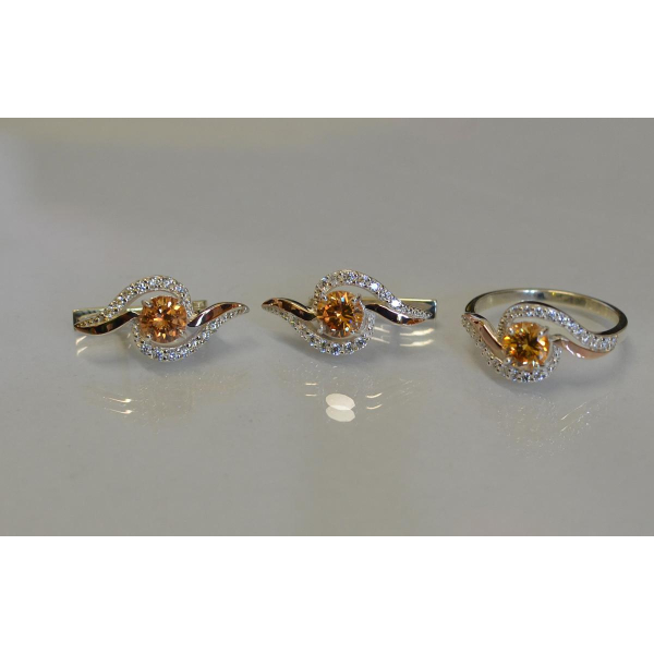 Серебряный набор с золотыми пластинами (072)