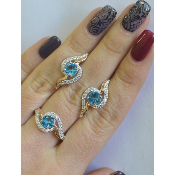 Серебряный набор с золотыми пластинами (072)