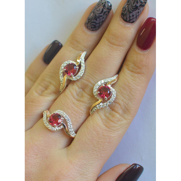 Серебряный набор с золотыми пластинами (072)