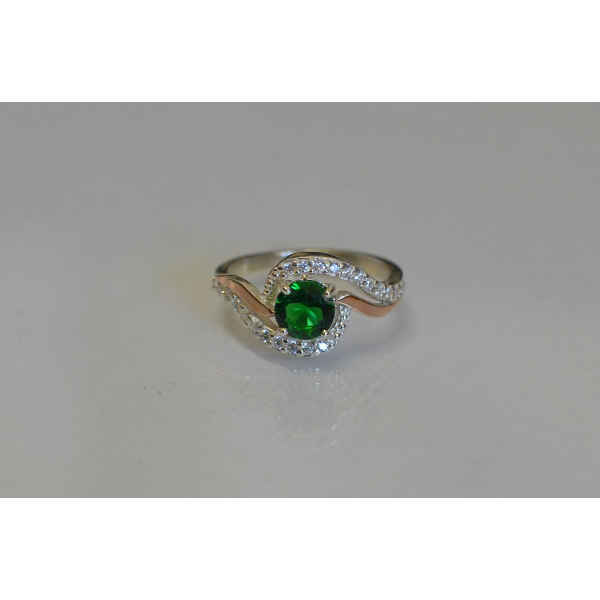 Серебряное кольцо с золотыми пластинами (072к)