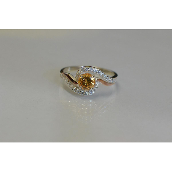 Серебряное кольцо с золотыми пластинами (072к)