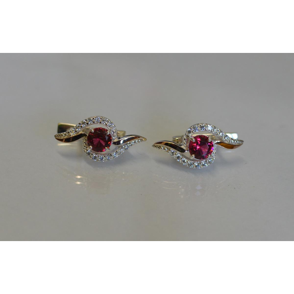 Серебряные серьги с накладками из золота (072с)